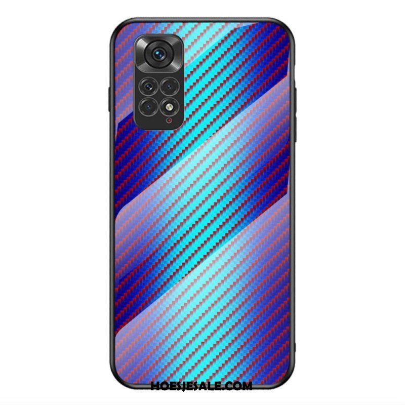 Hoesje voor Xiaomi Redmi Note 11 / 11S Koolstofvezel Gehard Glas