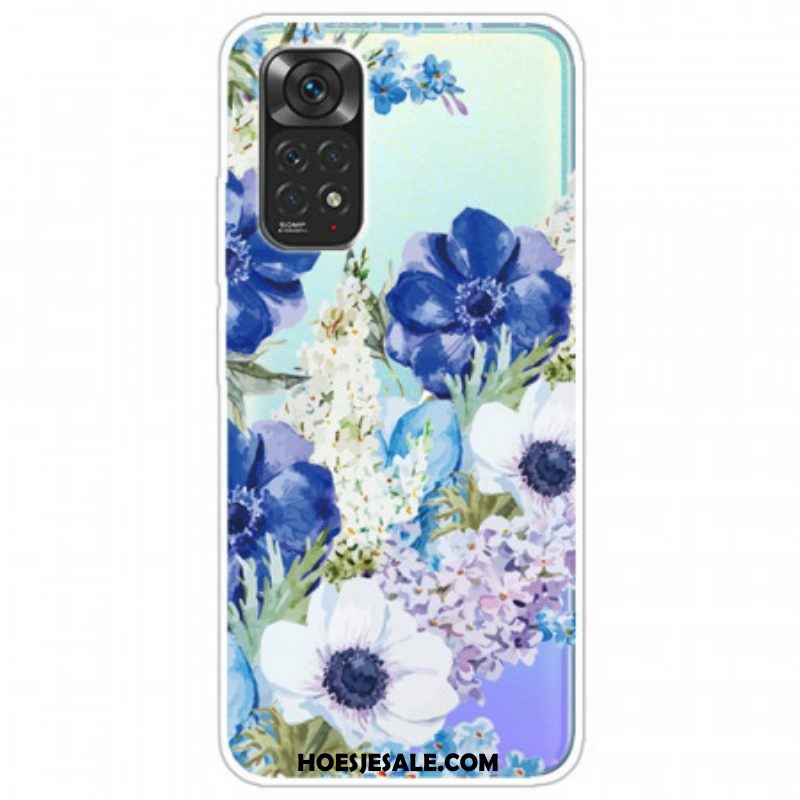 Hoesje voor Xiaomi Redmi Note 11 Pro / 11 Pro 5G Waterverf Blauwe Bloemen