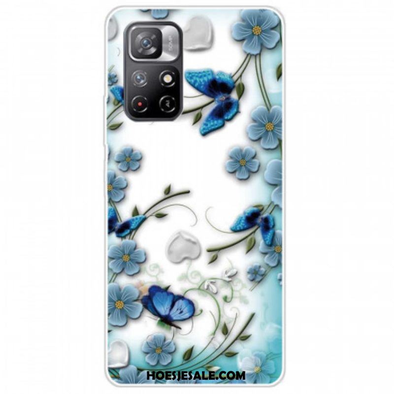 Hoesje voor Xiaomi Redmi Note 11 Pro Plus 5G Blauwe Bloemen En Vlinders