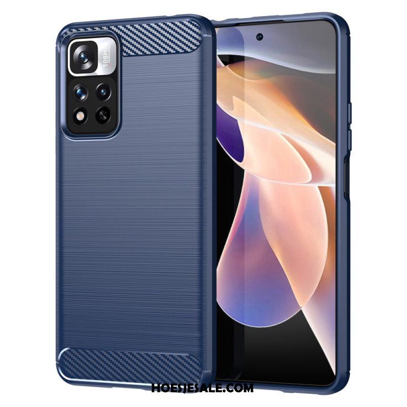 Hoesje voor Xiaomi Redmi Note 11 Pro Plus 5G Geborstelde Koolstofvezel