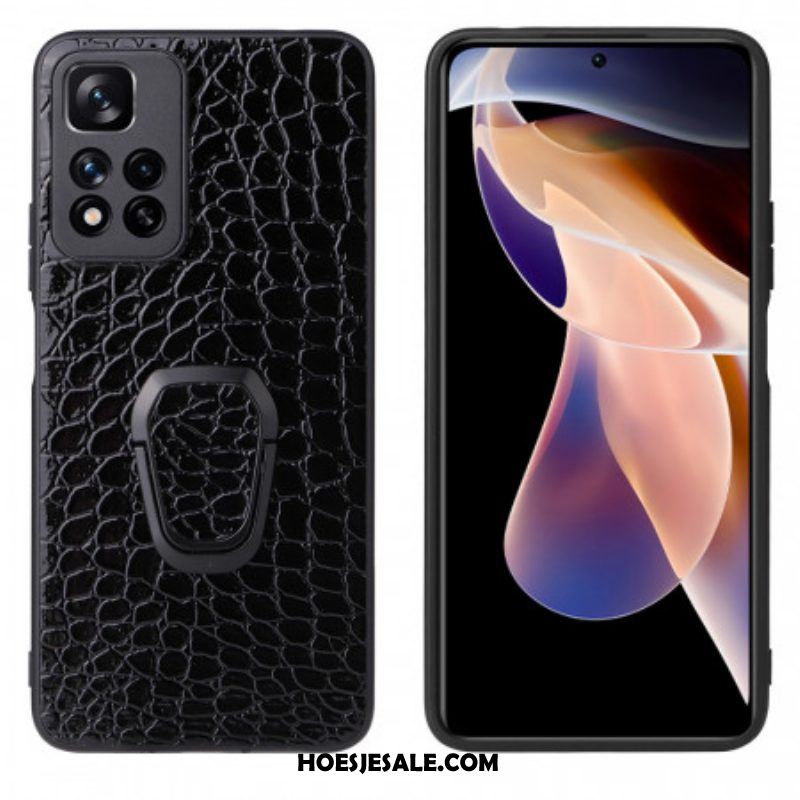 Hoesje voor Xiaomi Redmi Note 11 Pro Plus 5G Ringbeugel In Krokodilstijl