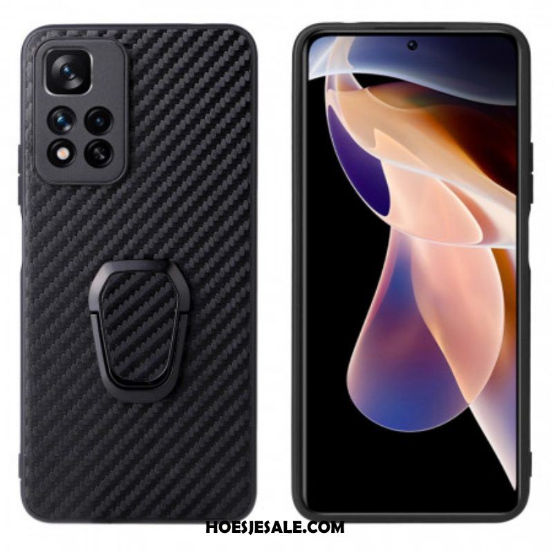 Hoesje voor Xiaomi Redmi Note 11 Pro Plus 5G Ringsteun Van Koolstofvezel