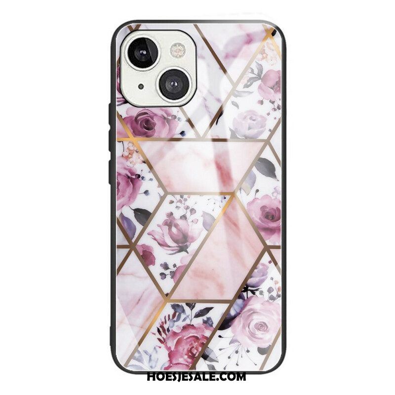 Hoesje voor iPhone 13 Mini Geometrie Marmer Gehard Glas