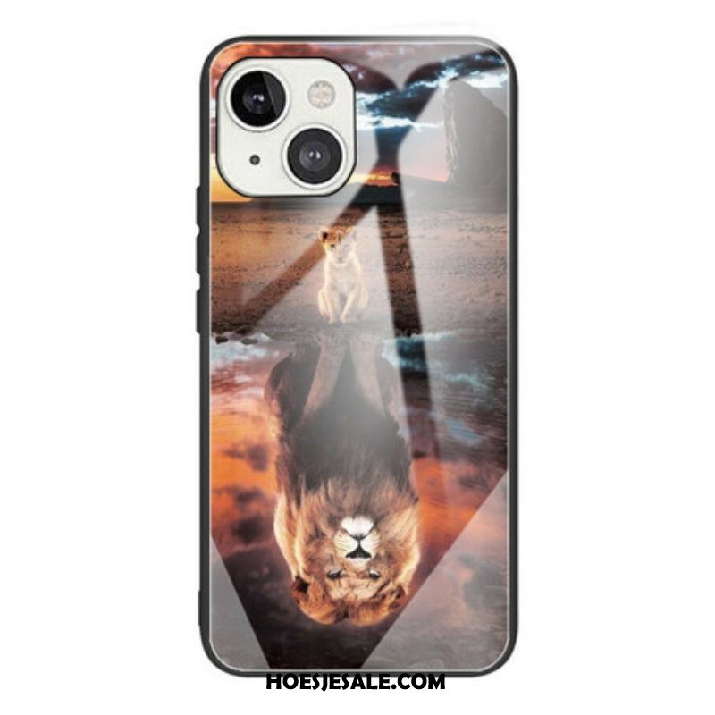 Hoesje voor iPhone 13 Mini Lion Cub's Dream Gehard Glas