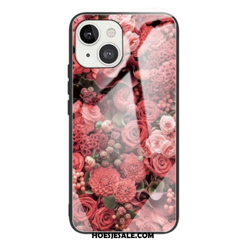 Hoesje voor iPhone 13 Mini Rose Bloemen Gehard Glas