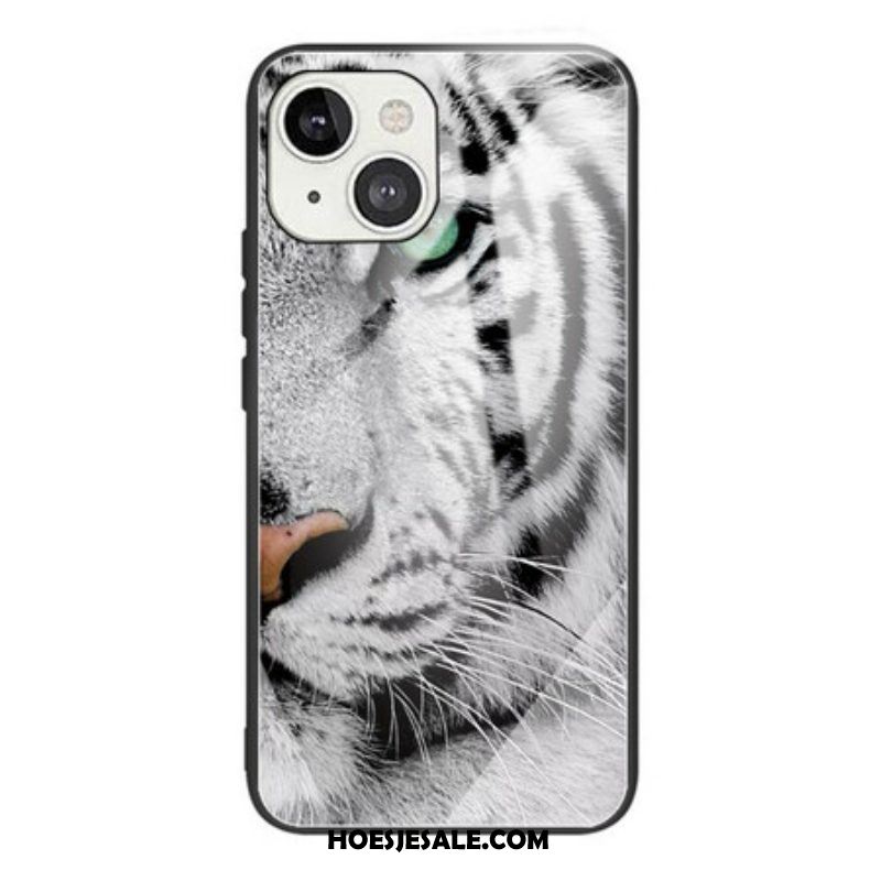 Hoesje voor iPhone 13 Mini Tijger Gehard Glas