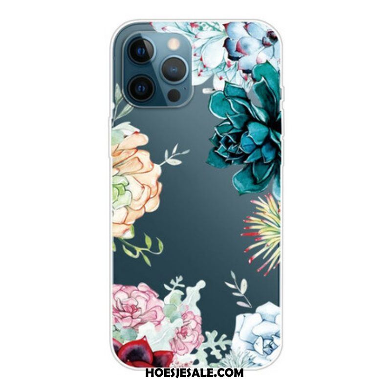 Hoesje voor iPhone 13 Pro Aquarel Bloemen Boven