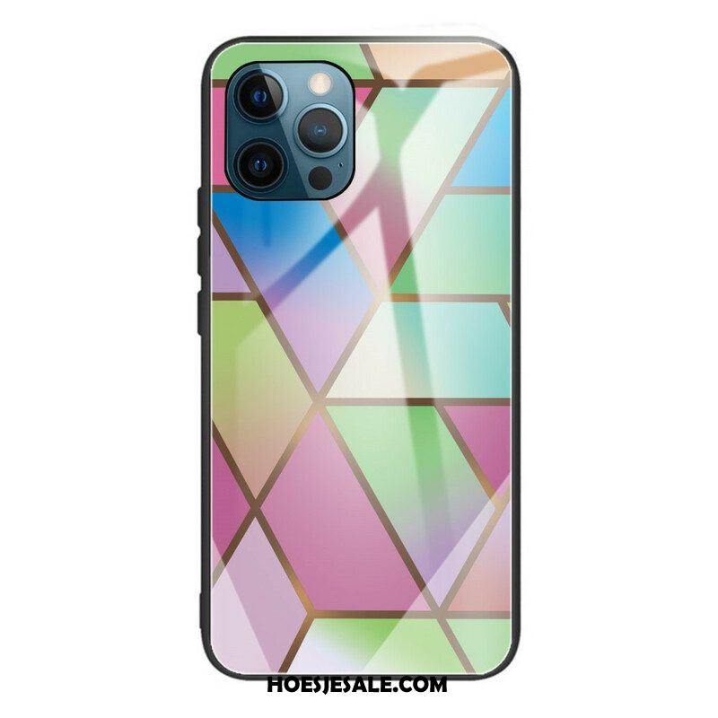 Hoesje voor iPhone 13 Pro Geometrie Marmer Gehard Glas