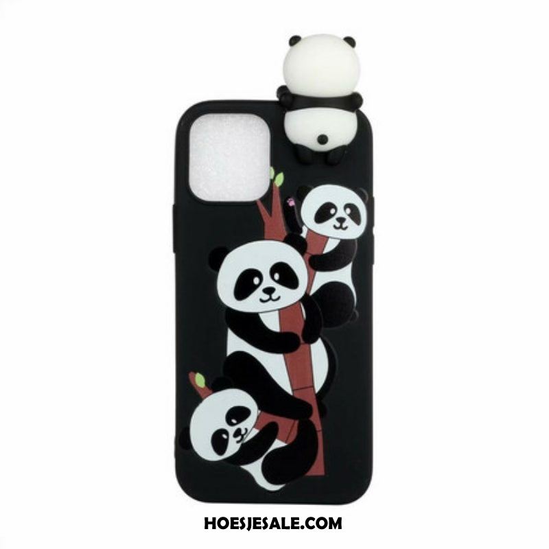 Hoesje voor iPhone 13 Pro Max 3d Panda's Op Bamboe