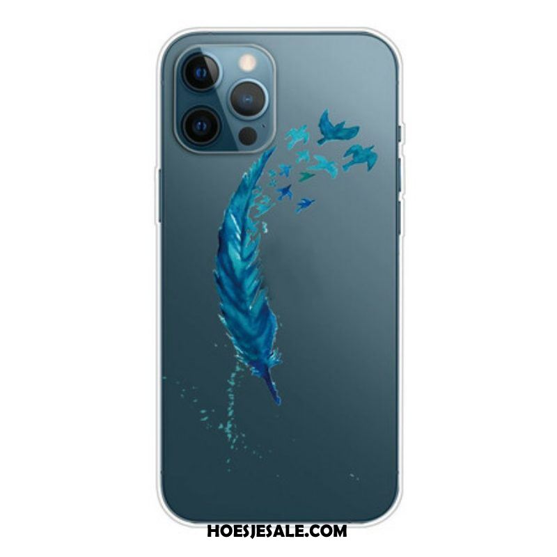 Hoesje voor iPhone 13 Pro Max Mooie Blauwe Veer