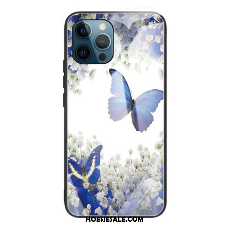 Hoesje voor iPhone 13 Pro Vlinders Design Gehard Glas