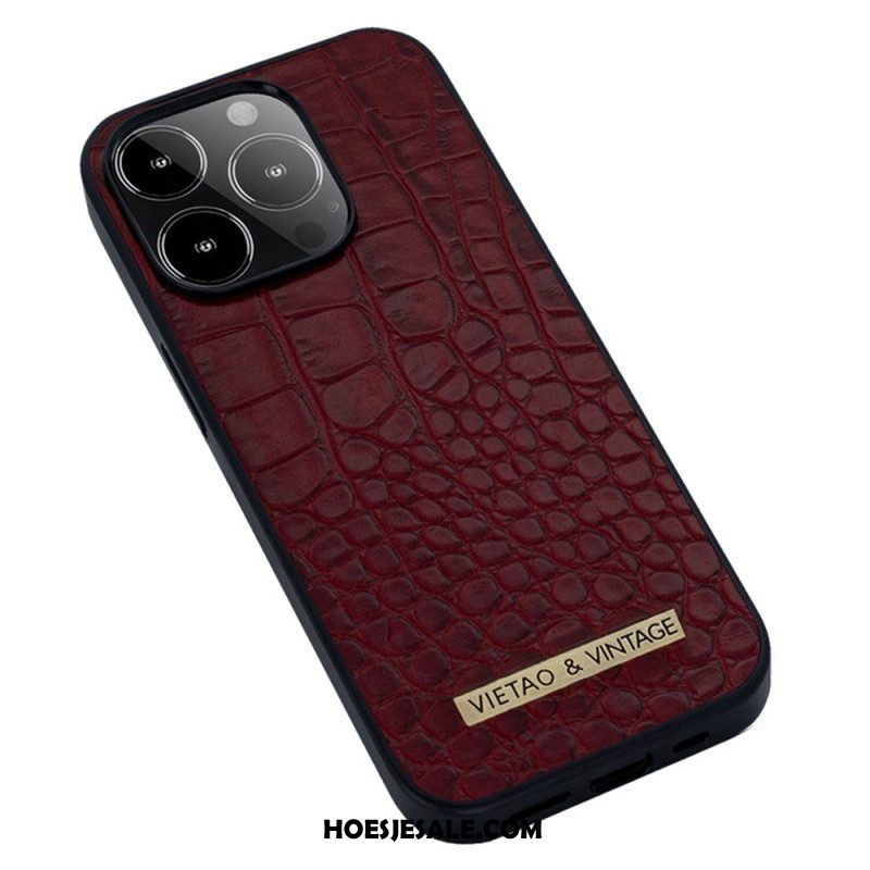 Hoesje voor iPhone 14 Pro Imitatie Krokodillenleer Vietao