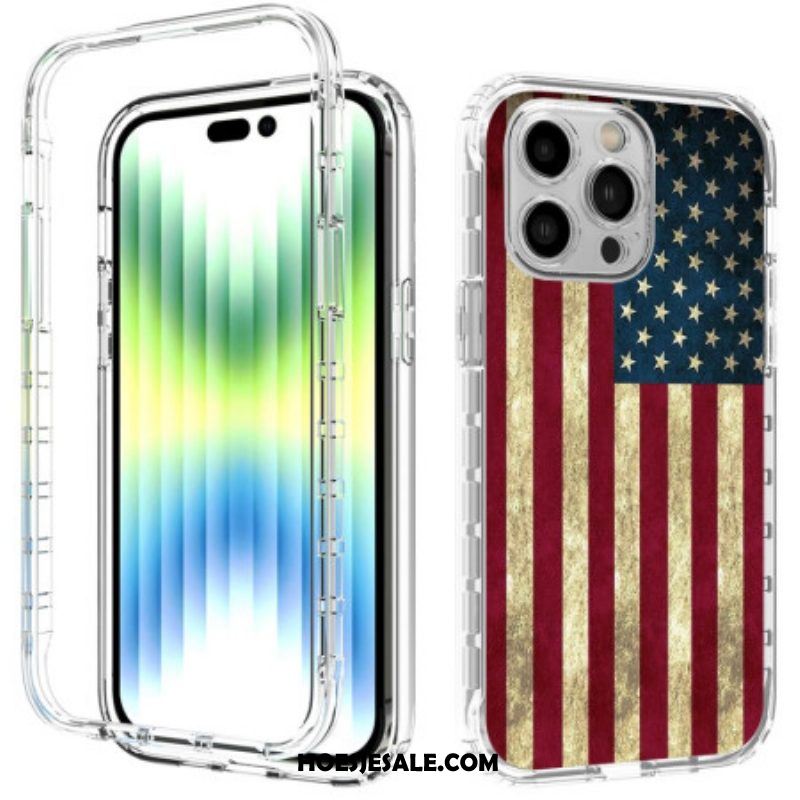 Hoesje voor iPhone 14 Pro Max Verbeterde Amerikaanse Vlag