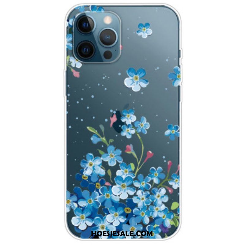 Hoesje voor iPhone 14 Pro Naadloze Blauwe Bloemen