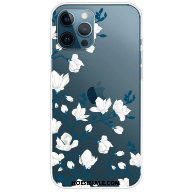 Hoesje voor iPhone 14 Pro Naadloze Witte Bloemen