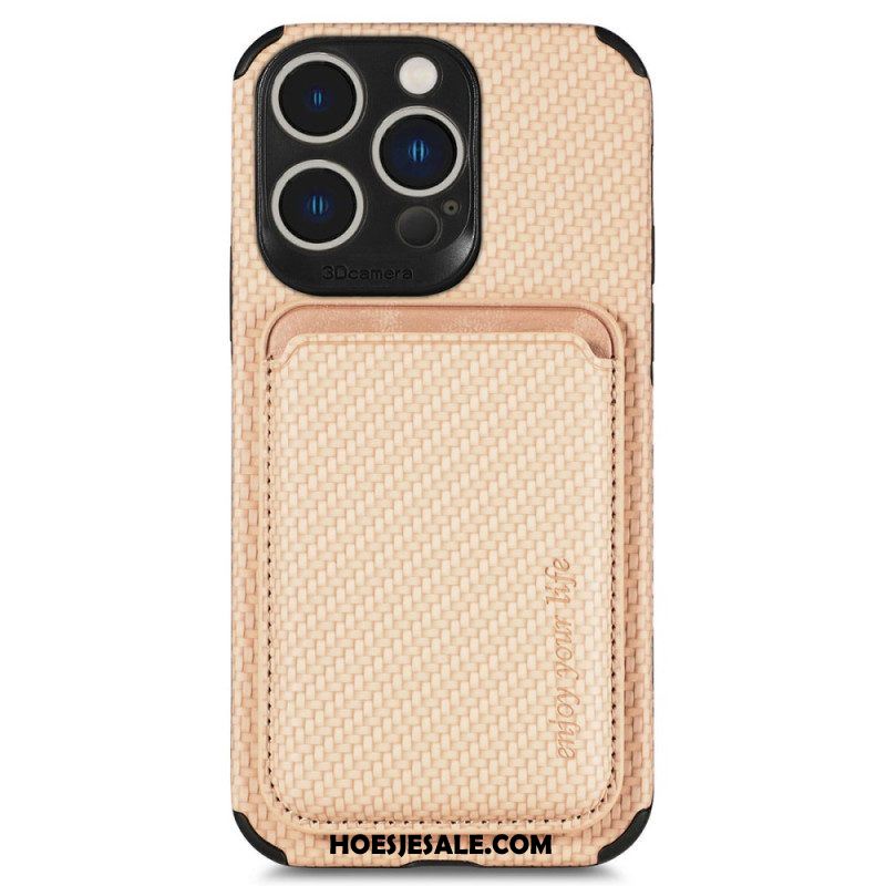 Hoesje voor iPhone 14 Pro Portemonnee Leren Koolstofvezel En Magnetische Portemonnee