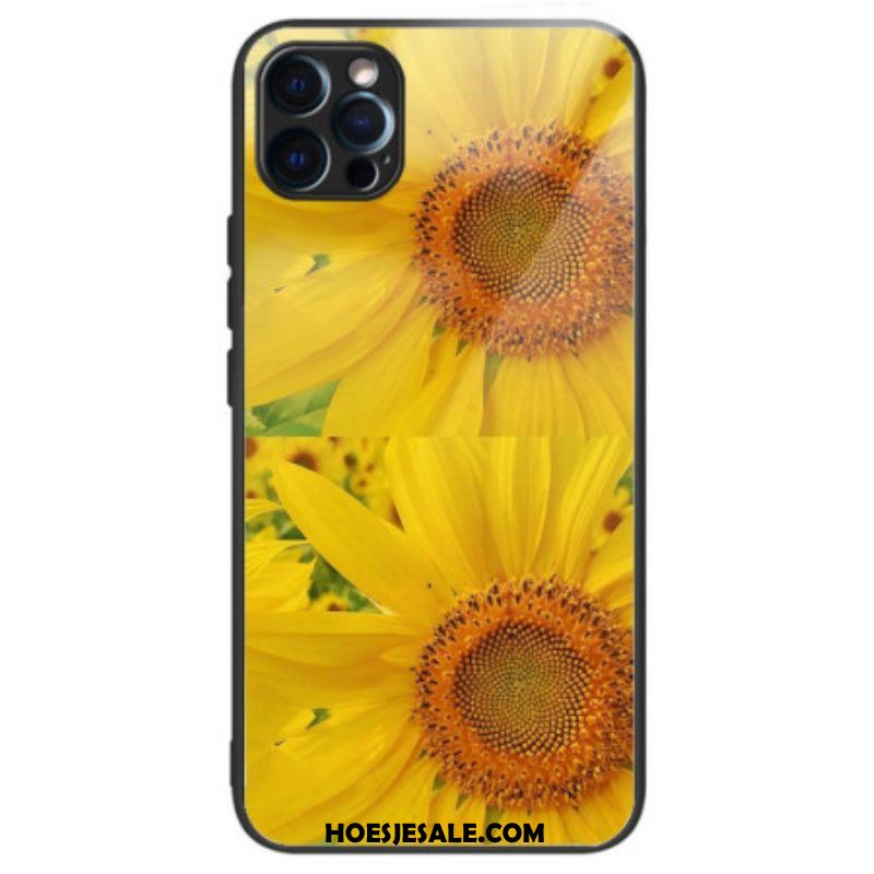 Hoesje voor iPhone 14 Pro Zonnebloemen Van Gehard Glas