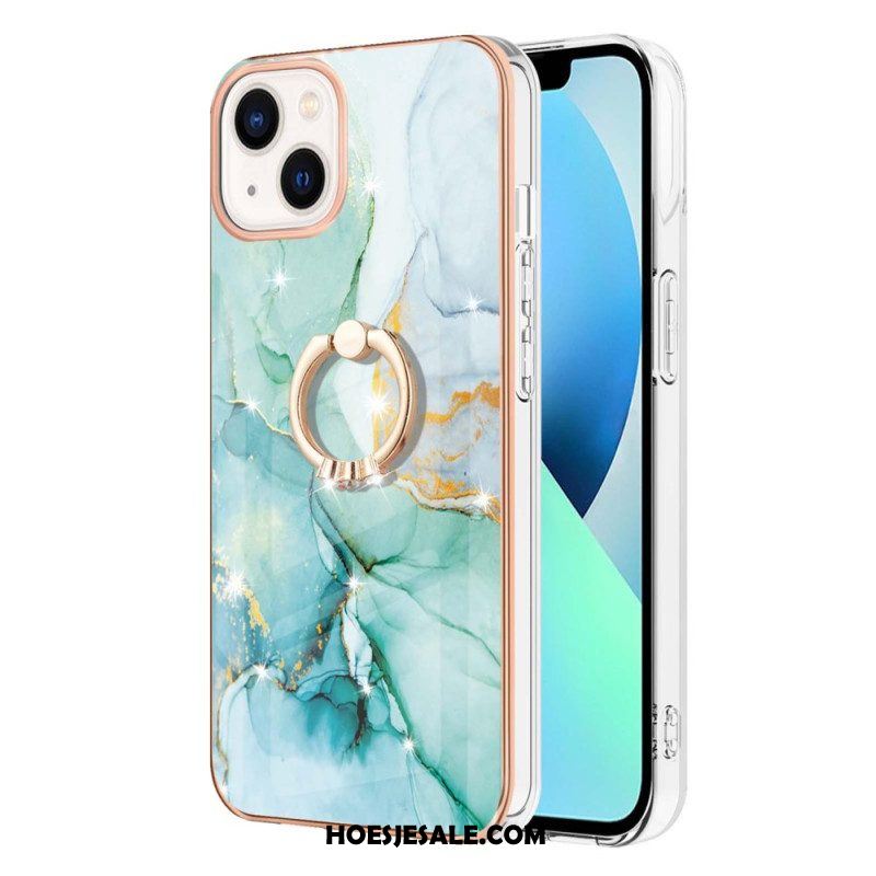 Hoesje voor iPhone 15 Plus Marmeren Stijl Met Steunring