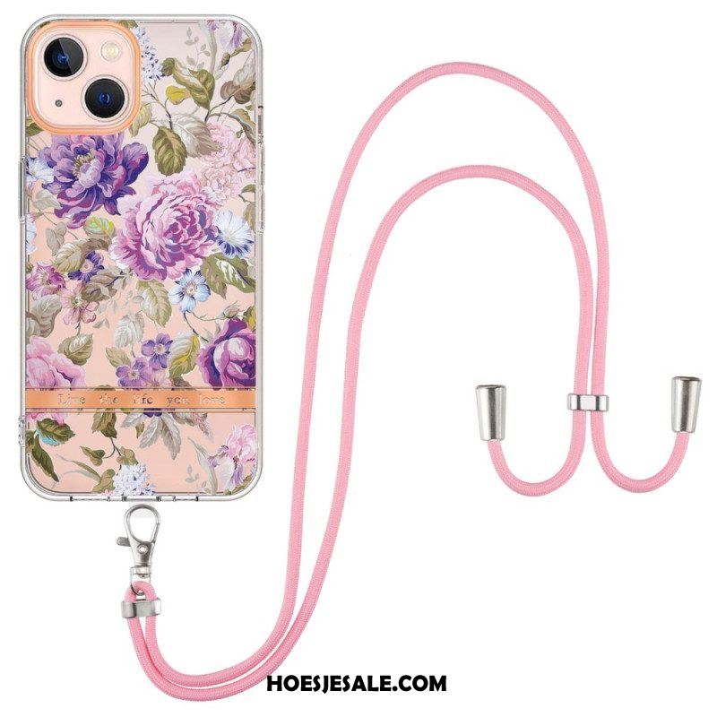 Hoesje voor iPhone 15 Plus Met Koord Cordonbloemen