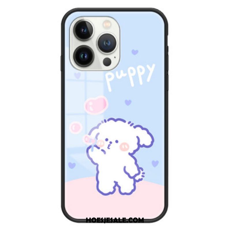 Hoesje voor iPhone 15 Pro Bubble Dog Gehard Glas