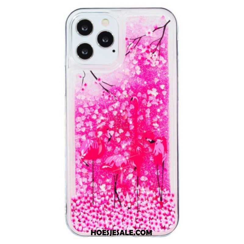 Hoesje voor iPhone 15 Pro Flamingoglitter