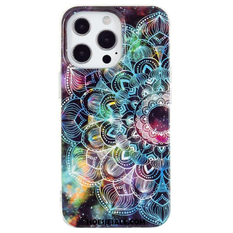 Hoesje voor iPhone 15 Pro Fluorescerende Mandala