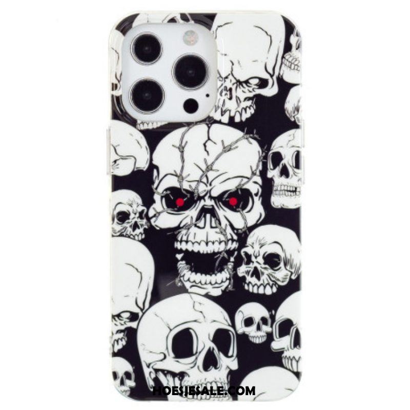 Hoesje voor iPhone 15 Pro Fluorescerende Schedel