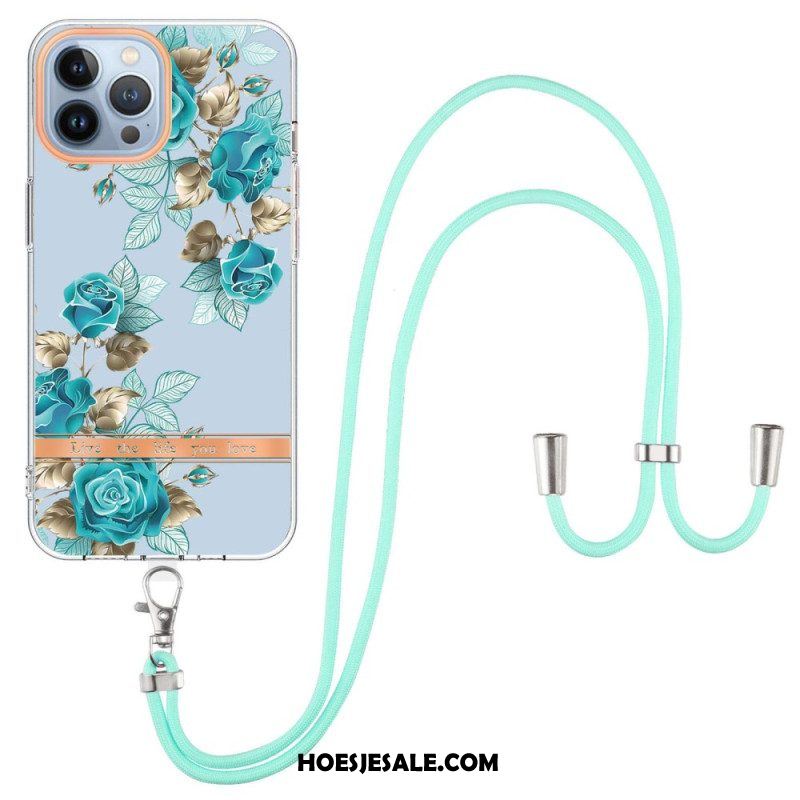 Hoesje voor iPhone 15 Pro Max Met Koord Cordonbloemen