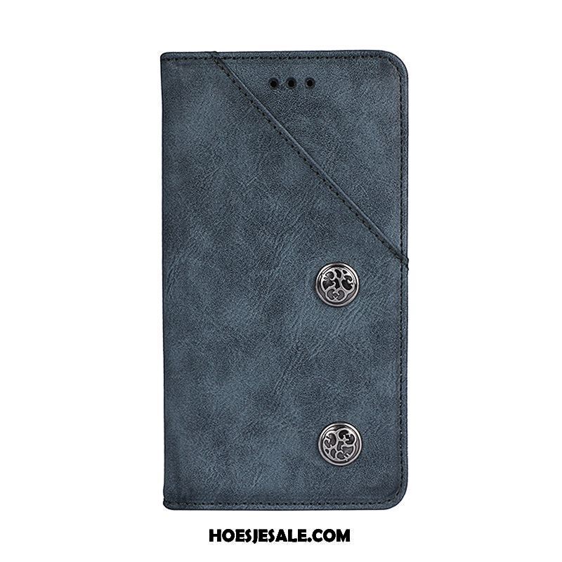 Htc U12 Life Hoesje Leren Etui Mobiele Telefoon Scheppend Blauw Hoes Winkel