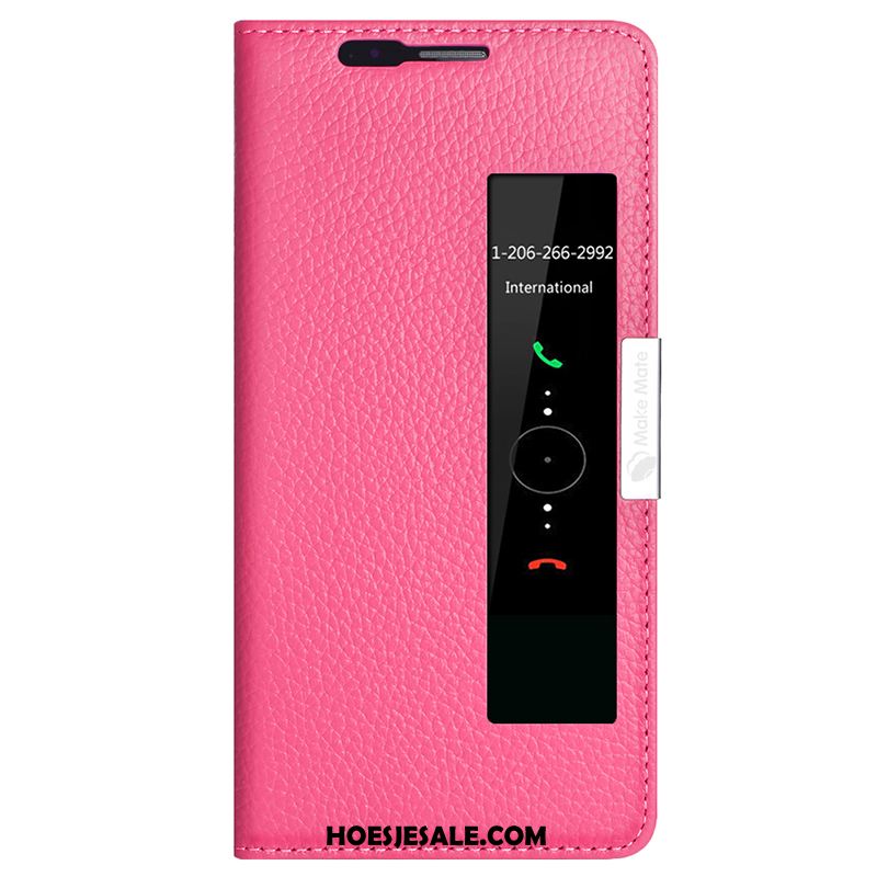 Huawei Mate 10 Pro Hoesje Echt Leer Mobiele Telefoon Rood Anti-fall Hoes Online