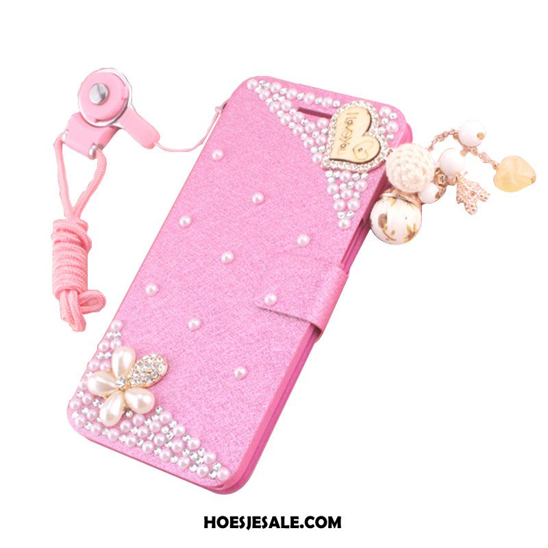 Huawei Mate 20 Pro Hoesje Met Strass Anti-fall Roze Leren Etui Bescherming Goedkoop