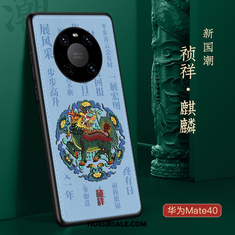 Huawei Mate 40 Hoesje Hoes Dun Blauw Zacht Leren Etui Sale