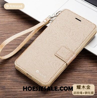 Huawei Mate 8 Hoesje Bescherming Leren Etui Hoes Goud Mobiele Telefoon Sale