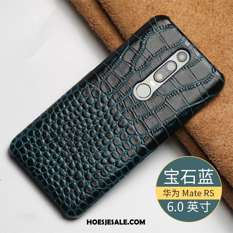 Huawei Mate Rs Hoesje Edelsteen Mobiele Telefoon Anti-fall Echt Leer Blauw Sale