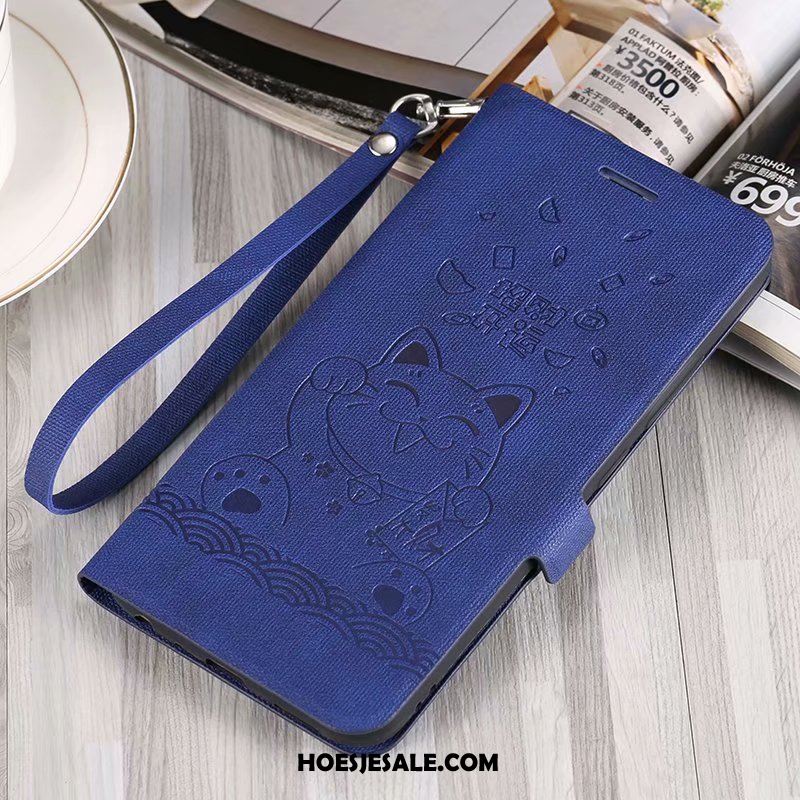 Huawei Nova 3 Hoesje Folio Anti-fall Blauw Leren Etui Bescherming Sale