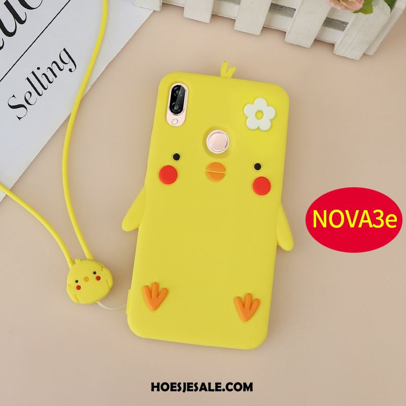 Huawei Nova 3e Hoesje Geel Hanger Spotprent All Inclusive Scheppend Goedkoop