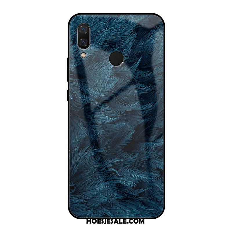 Huawei Nova 3i Hoesje Gehard Glas Siliconen Bescherming Blauw Trendy Merk Goedkoop