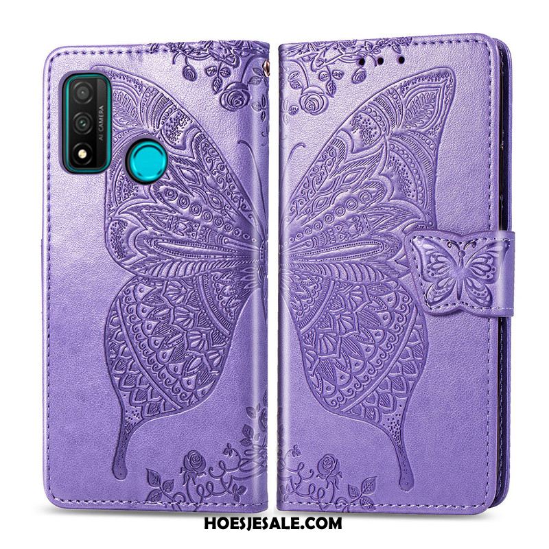 Huawei P Smart 2020 Hoesje Purper Mobiele Telefoon Reliëf Hoes Kunstleer Sale