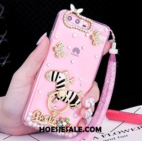 Huawei P10 Plus Hoesje Ring Met Strass Zacht Hanger Roze Goedkoop