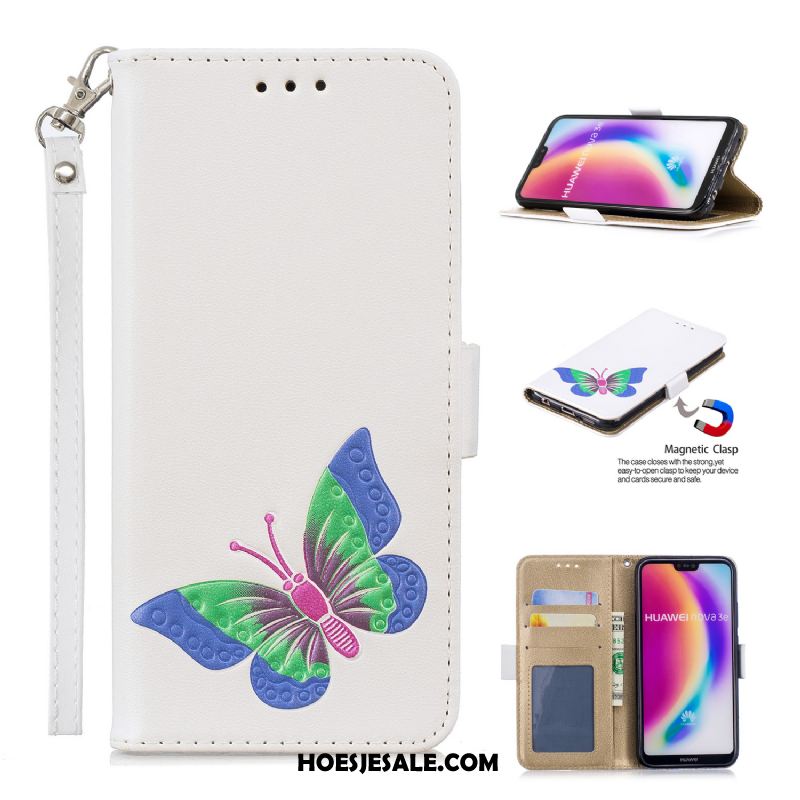 Huawei P20 Lite Hoesje All Inclusive Hoes Leren Etui Wit Driedimensionaal Kopen