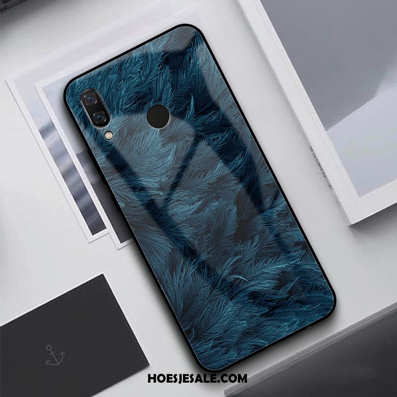 Huawei P20 Lite Hoesje Blauw Gehard Glas Trend Hoes Siliconen Sale