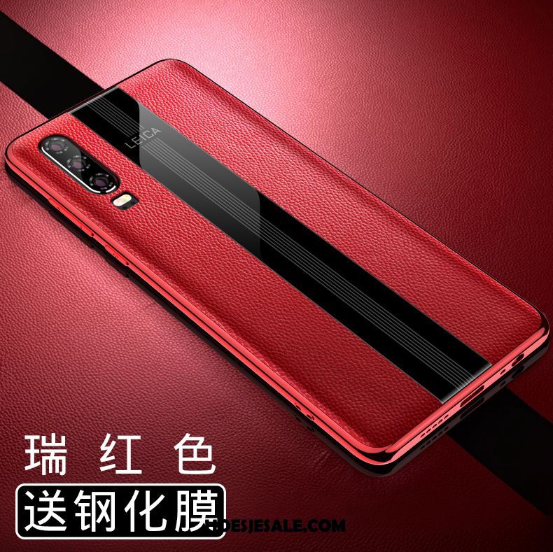 Huawei P30 Hoesje Echt Leer Rood Bescherming Siliconen All Inclusive Aanbiedingen