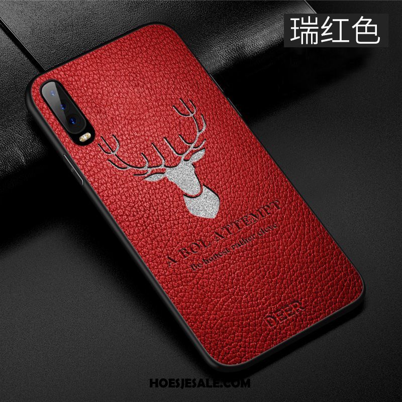 Huawei P30 Hoesje Eenvoudige Rood Mobiele Telefoon Wind Bescherming Goedkoop