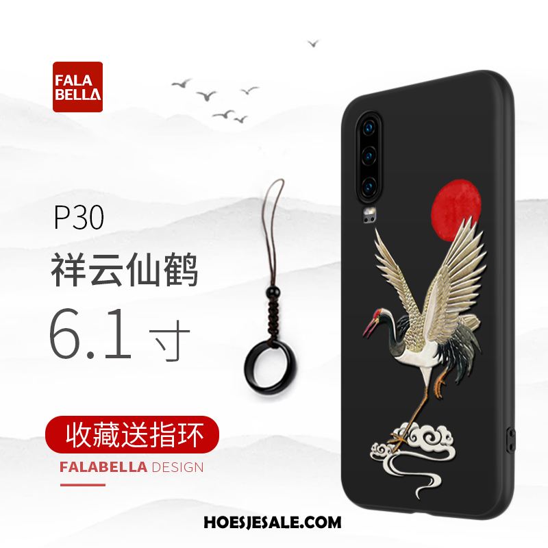 Huawei P30 Hoesje Siliconen Zwart Anti-fall Hoes Trendy Merk Goedkoop