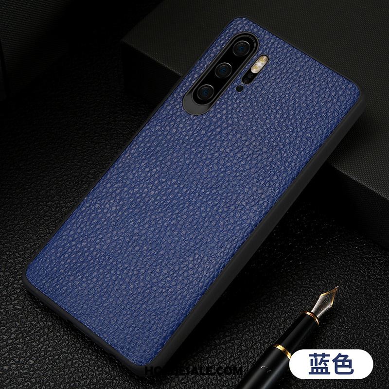 Huawei P30 Pro Hoesje Echt Leer Hoes Persoonlijk All Inclusive Blauw Korting