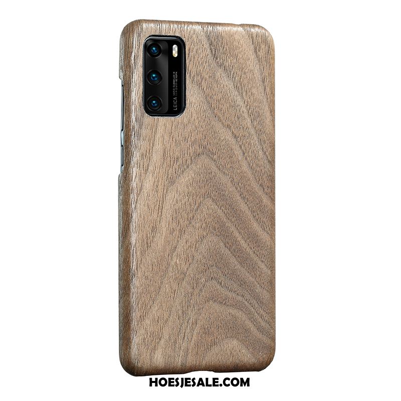 Huawei P40 Hoesje Hout Bescherming Dun Hoes Bruin Goedkoop