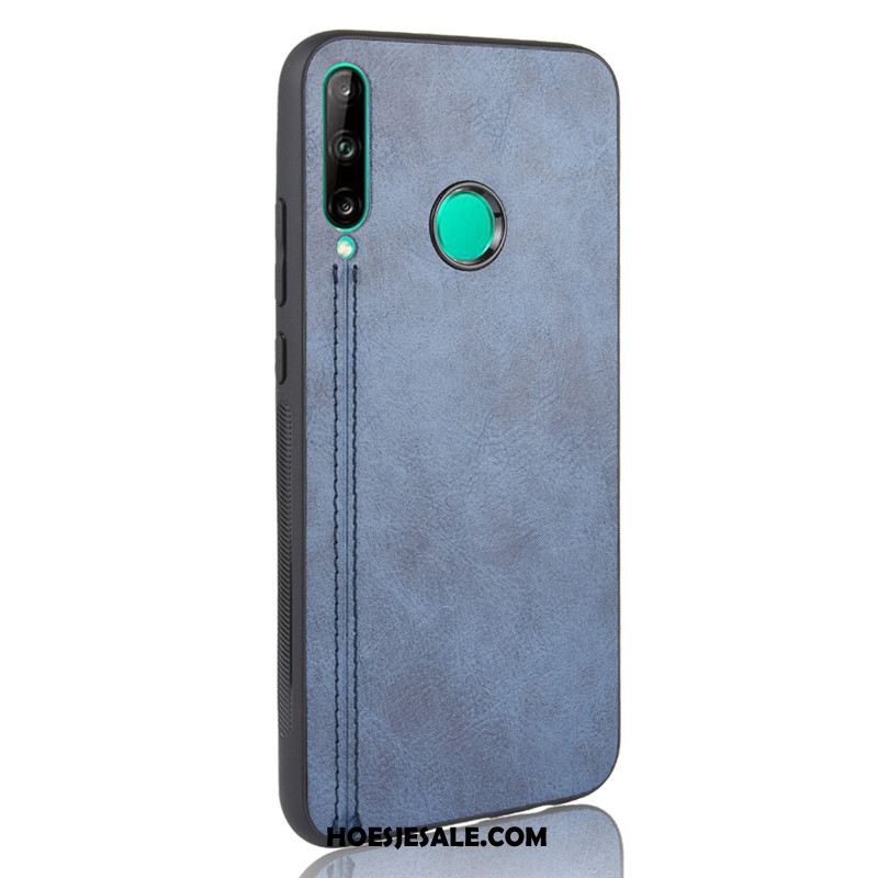 Huawei P40 Lite E Hoesje Mobiele Telefoon Koe Leer Patroon Blauw Kopen