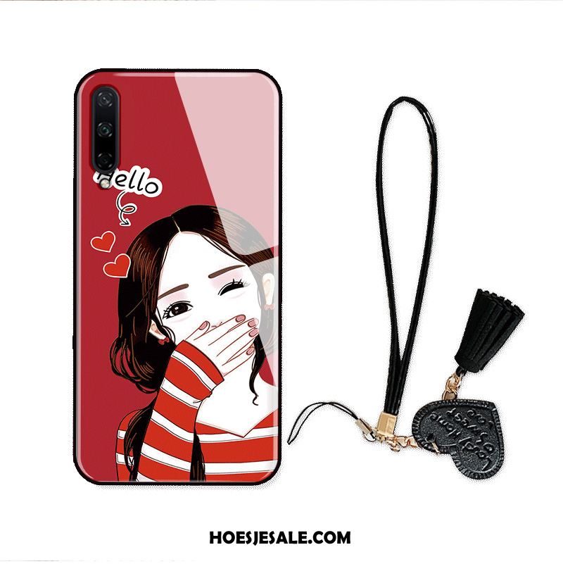 Huawei P40 Lite E Hoesje Rood Trendy Merk Glas Spotprent Mooie Kopen