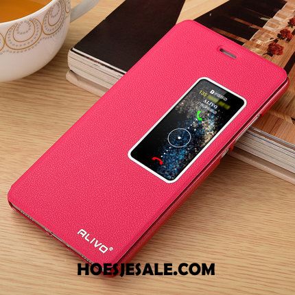 Huawei P9 Hoesje Leren Etui Rood Folio Anti-fall Mobiele Telefoon Korting