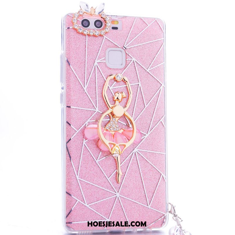 Huawei P9 Plus Hoesje Pu Ring Roze Zacht Mobiele Telefoon